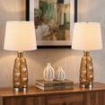 thumbnail image 5 of C Cattleya 23.5” Brown Glass Table Lamp with Textured Base and Linen Shade, 5 of 7