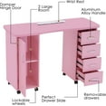 thumbnail image 4 of BarberPub Makeup Vanity Desk with Storage Drawer and Cabinet, Nail Desk with Wheels, 4 of 8