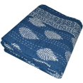 thumbnail image 2 of Yuvancrafts  Indian Hand Block Print Cotton Kantha Quilt, Twin Size Bedspread & Throw, Vintage Boho, Blue, 2 of 3