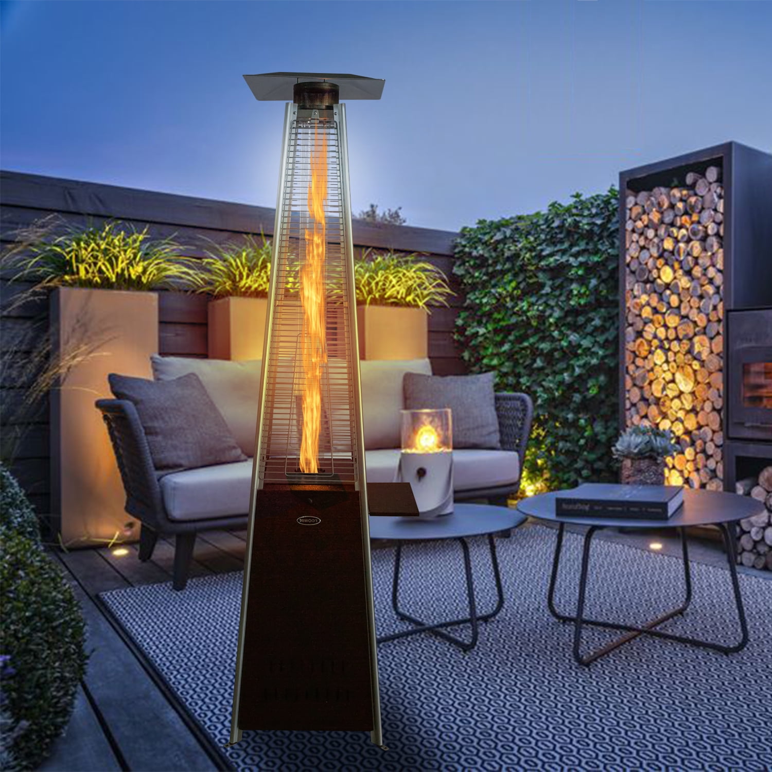 Glass Tube Pyramid Outdoor Gas Patio Heater With Flame SMARTFLAME