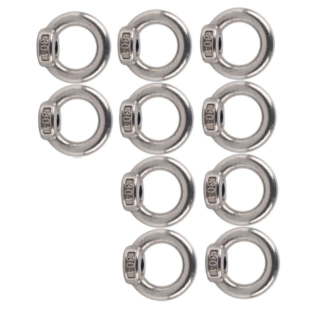 10Pcs Lifting Eye Nut Ring Shape Lifting Nut Stainless Steel Threaded Nut Fastener Tools for Forestry Machinery