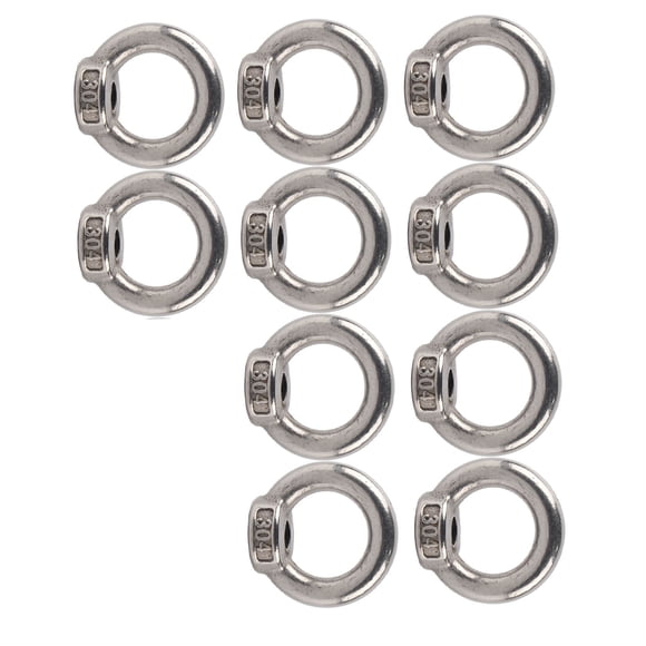 10Pcs Lifting Eye Nut Ring Shape Lifting Nut Stainless Steel Threaded Nut Fastener Tools for Forestry Machinery