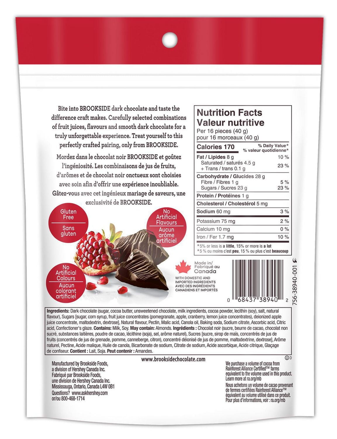 BROOKSIDE Dark Chocolate, Pomegranate Flavour, 235g, 235g