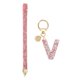 thumbnail image 1 of Llavero de Letra Inicial para Mujeres, Llavero de Alfabeto V de Rivetes Brillantes, Encanto de Llavero Brillante con Corazón para Accesorios de Mochila, Bolso, Llave de Coche, Lanyard, Rosa, 1 of 7