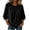 Black, variant on Women's 3/4 Sleeve Pleated Blouse Crew Neck Raglan Puff Cuff Tunic Tops Casual Loose Fit Solid Color Shirts for Office School Orange XXL
