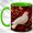 Green, variant on White Dove Branch Coffee Mug, Red Mosaic Mug, Ceramic 11 oz