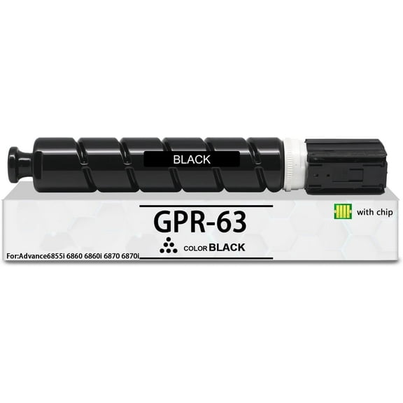 GPR63 Black Toner Cartridge with Chip Compatible with Canon GPR-63 Toner imageRUNNER Advance 6860 6860I 6870 6870I Printers (1Pack,4766C003AA)