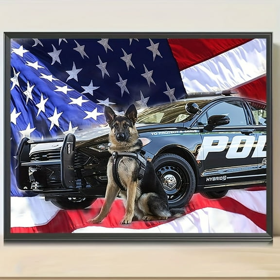 5D DIY Artificial Full Diamond Painting Set - Adult Beginner, Police Dog Diamond Art, Sparkling Rhinestone, for Home Wall Decor & Gift - Perfect for Art Lovers & Adults