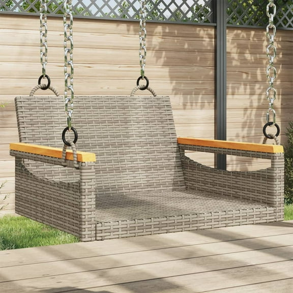 vidaXL Swing Bench Gray 24.8"x24.4"x15.7" Poly Rattan
