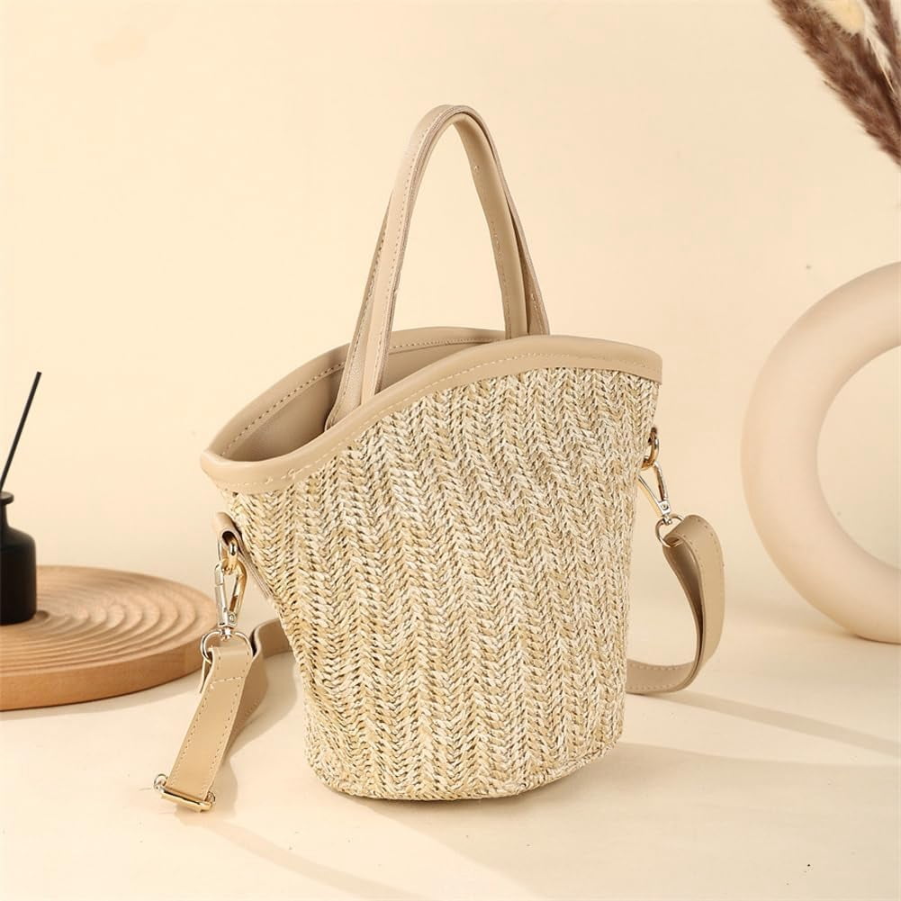 Municipal Straw Beach Bags for Women Woven Crossbody Bags Handmade Tote Bag Raffia Bag Straw Purse Sling Bag Handbag Summer Vacation