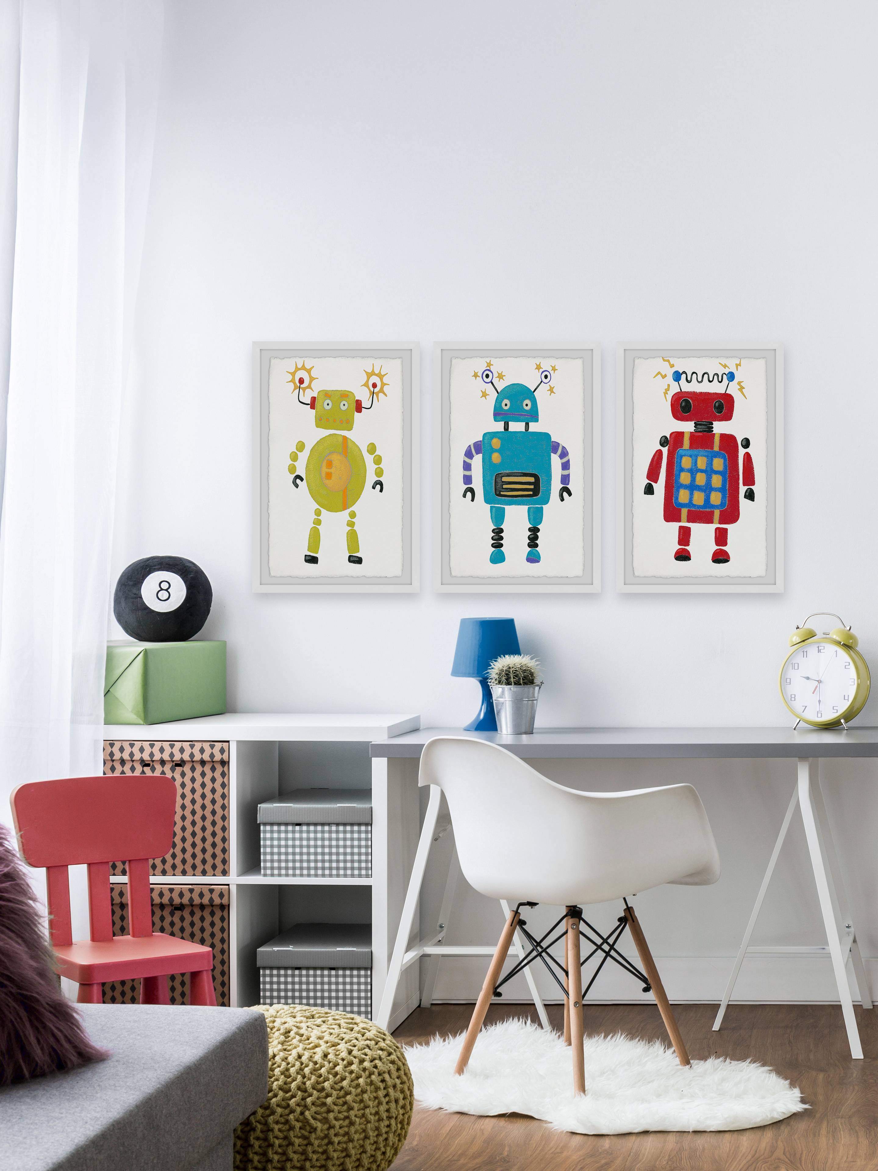 Marmont Hill Electric Robots Triptych, Art Prints, 36.00" x 1.50"