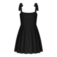 thumbnail image 6 of Bnwani Women Dresses,Summer Dresses for Women,Ruched,Square Neck,Tie,High Waist,Black,L, 6 of 6