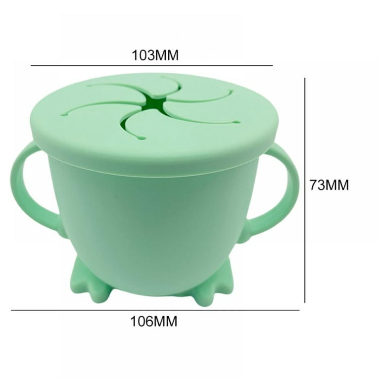 Jolly Snack Cup Silicone Snack Container Reliable Toddler Snack Food Catcher Spill-Proof Cup with 2 Handles and Lid for Toddlers Babies Training, Size
