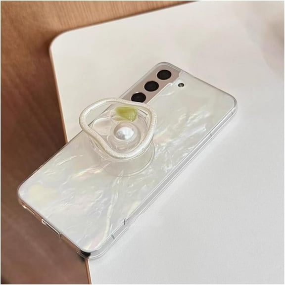 Clear Case for Samsung Galaxy S24 Ultra, Pearl Color Glitter Bling Thin Slim Shockproof Protective S24 Case, Cute Pearl Kickstand Protective Case for S24 (Galaxy S24)