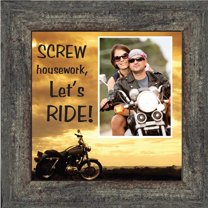 Classic Motorcycle "Screw Housework, Let's Ride!" Sunset with Personalized Picture Frame, 10X10 9770