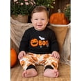 thumbnail image 6 of RUINIXCW Toddler Baby Boy Girl Halloween Outfit Infant Baby Boy Girl Fall Winter Clothes Pumpkin Bat Embroidery Long Sleeve Sweatshirt with Pants Set, 6 of 8