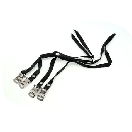4pcs Black Silver Tone Pedal Toe Clip Belt Foot Straps for Road Bike MTB (Best Pedal Straps Fixed Gear)