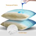thumbnail image 4 of Summer Coastal Throw Pillow Covers 20x20 Inch Set of 2, Turquoise Ombre Beach Ocean Waves Waterproof Outdoor Pillow Covers, Decorative Cushion Pillowcases for Couch, Sofa, Bed, Garden, Patio, 4 of 9