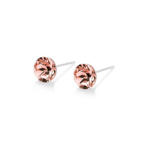 Aurora Vintage Rose Crystal Stud Earrings - 6mm Soft Pink, Hypoallergenic Stainless Steel, Tarnish-Free