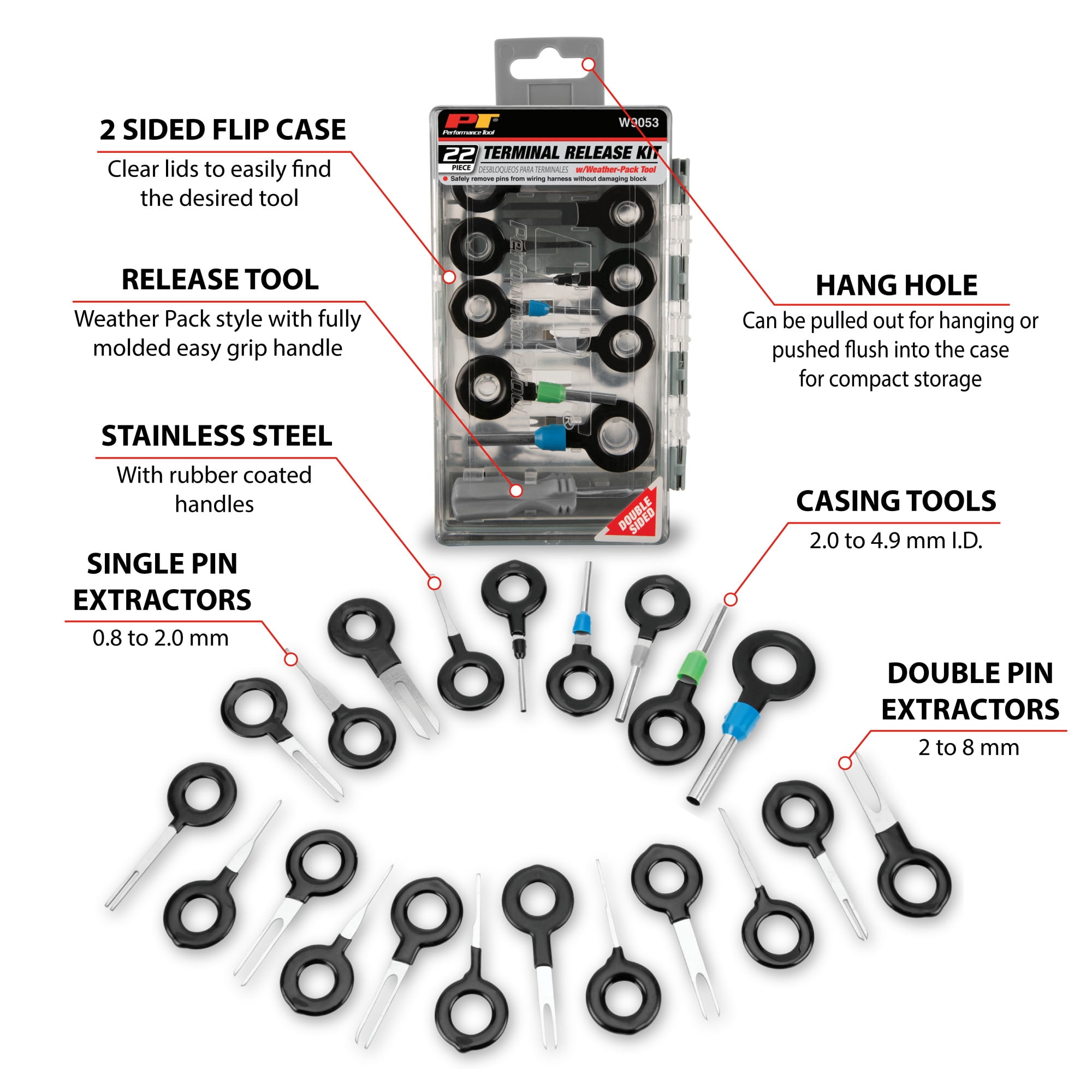 Performance Tool W9053 22-Piece Universal Terminal Pin Release Kit