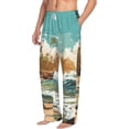 thumbnail image 2 of Uemuo Coastal Palm Beach Pattern Men's Wide Leg Palazzo Lounge Pants with Pockets Light Weight Loose Comfy Casual Pajama Pants-Medium, 2 of 9