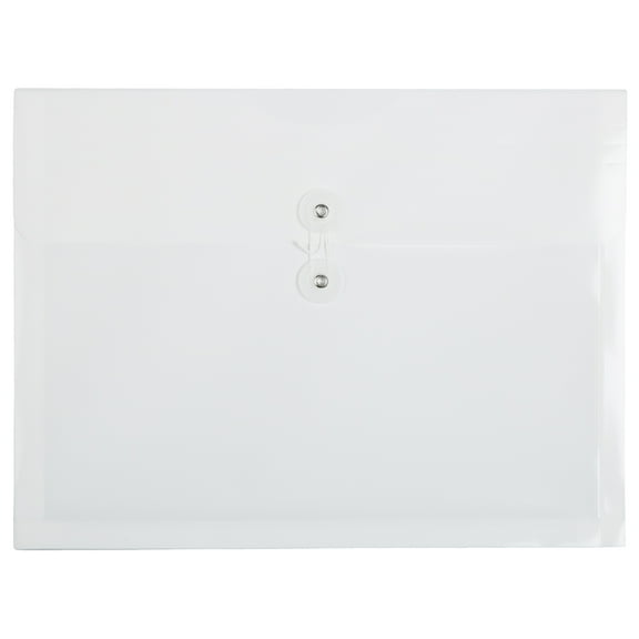 JAM Paper Plastic Envelopes with Button & String Tie Closure, Letter Booklet, 9 3/4 x 13, White, 3/Pack