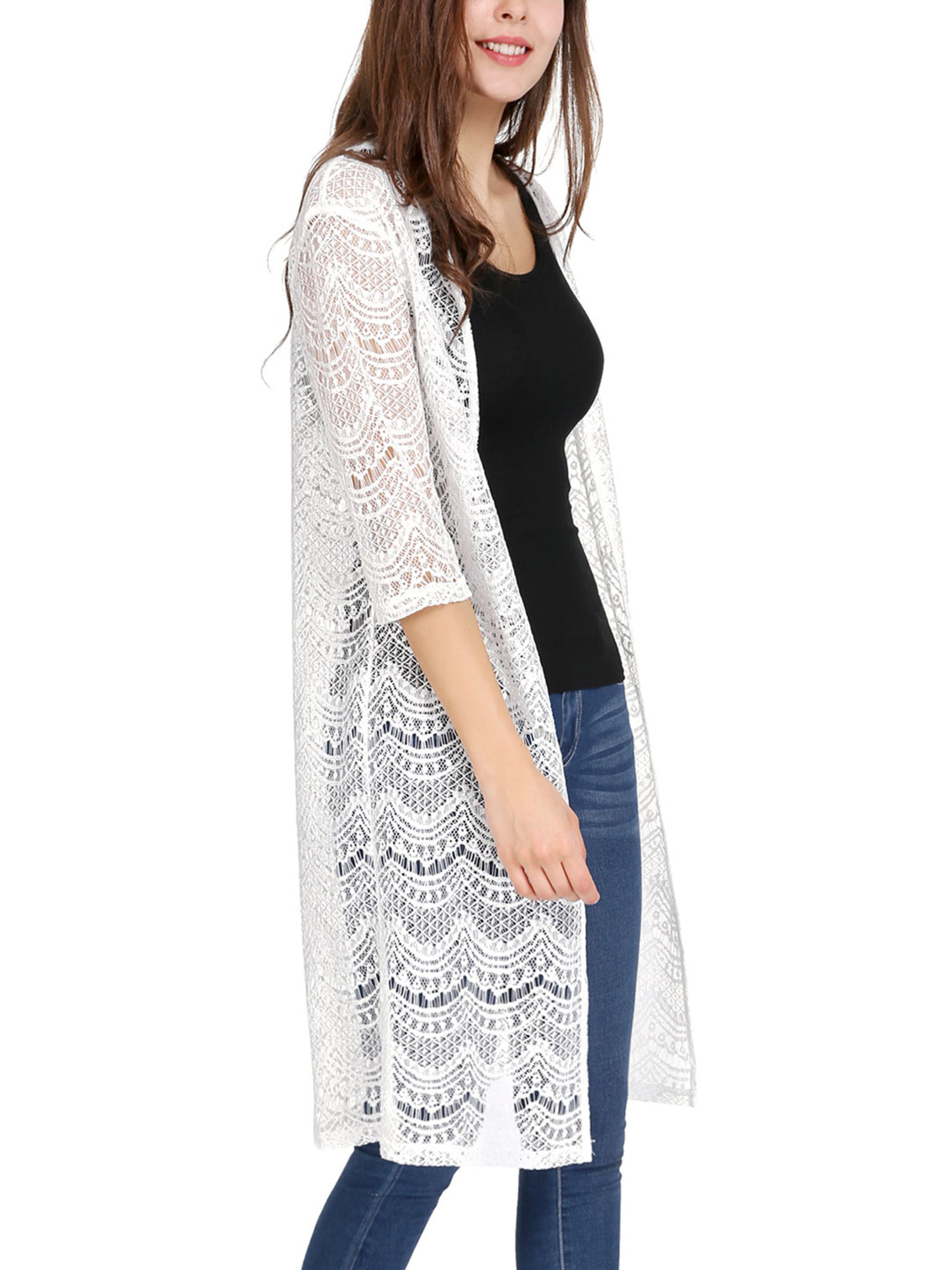 white see through cardigan