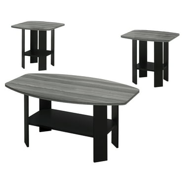 HomeStock Rustic Refinement Table Set, 3Pcs Set, Coffee, End, Side, Accent, Living Room, Laminate, Black, Grey, Transitional