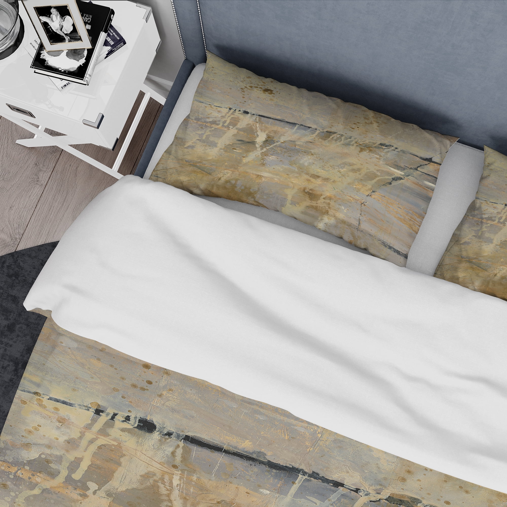 Designart 'Geometric Cream Block II' Geometric Duvet Cover Set