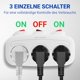 thumbnail image 2 of Adaptador de Enchufe Horizontal 3 Vías con Interruptores Individuales Sin Cable para Pared 3680W Blanco, 2 of 6