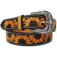 thumbnail image 3 of 39-40  Men's 1-1/2" Wide Tan Leather Floral Tooled Casual Jean Belt 26FK18, 3 of 3