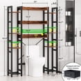 thumbnail image 6 of Over The Toilet Storage with 2 Drawers - iSunirm 11 Tier Bathroom Organizer Freestanding Space Saver Storage Rack with Adjustable Shelf & 4 Hooks for Restroom, Laundry, Rustic Brown, 6 of 7
