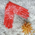 thumbnail image 1 of Nvzi 2 guantes de encaje, guantes cortos de encaje, guantes de encaje floral para trajes de boda y fiesta de té (rojo), 1 of 5