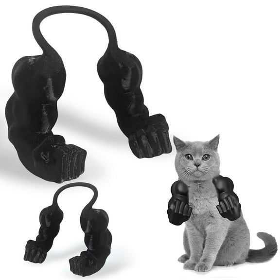 SENIURIS 3D Printed Cat Muscle Arm, Funny Halloween Costume Prop Hanging Cat's Neck Arm for Pet Cosplay.(Black)