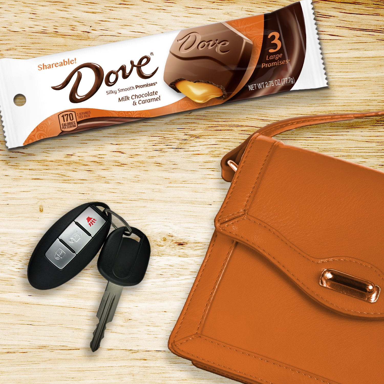 (3 pack) Dove Large Promises Milk Chocolate Caramel Candy, 2.75 oz Pack