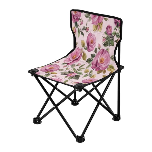 Outdoor Folding Chair 14.46x14.46x22.83 Inches, Camping Folding Chair Easy to Carry Ideal for Outdoor Picnics Camping Park Fishing Pretty Pink Flowers Seamless
