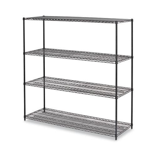 Alera BA Plus Wire Shelving Kit, Four-Shelf, 72w x 24d x 72h, Black Anthracite Plus