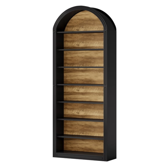 Tribesigns 79.5" Black Arched Bookshelf, Modern Tall Arched Bookcase with Storage Shelves, 8-Tier Floor Standing Open Display Shelving Unit for Living Room, Bedroom, Home Office (Black)