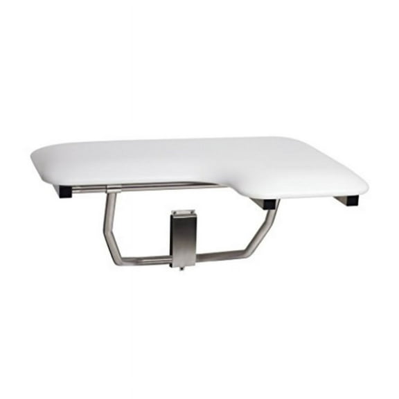 Seachrome SSL-320225-NW Signature Series Wall Mounted L-Shaped Left Hand Transfer Shower Seat with a Padded White Naugahyde Top, 32" x 22.5"