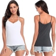 thumbnail image 4 of Charmo Cotton Basic Cami for Womens Adjustable Spaghetti Strap Built in Bra Tank Tops 2 Pack, 4 of 6
