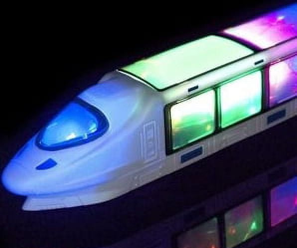 PlayWorld Music Magic 3D Lightning LED Light Up Bump & Go Electric Train Toy With Music - White