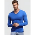 thumbnail image 4 of Zaldita Mens Muscle Gym Workout Athletic Shirt V-Neck Long Sleeve Undershirts Solid Color T-Shirt Blue 3XL, 4 of 5