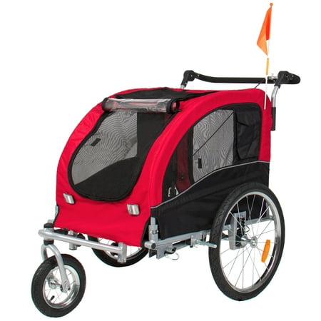 Best Choice Products 2-in-1 Pet Stroller and Trailer w/ Hitch, Suspension, Safety Flag, and Reflectors - (Best Helmet For Bike Trailer)