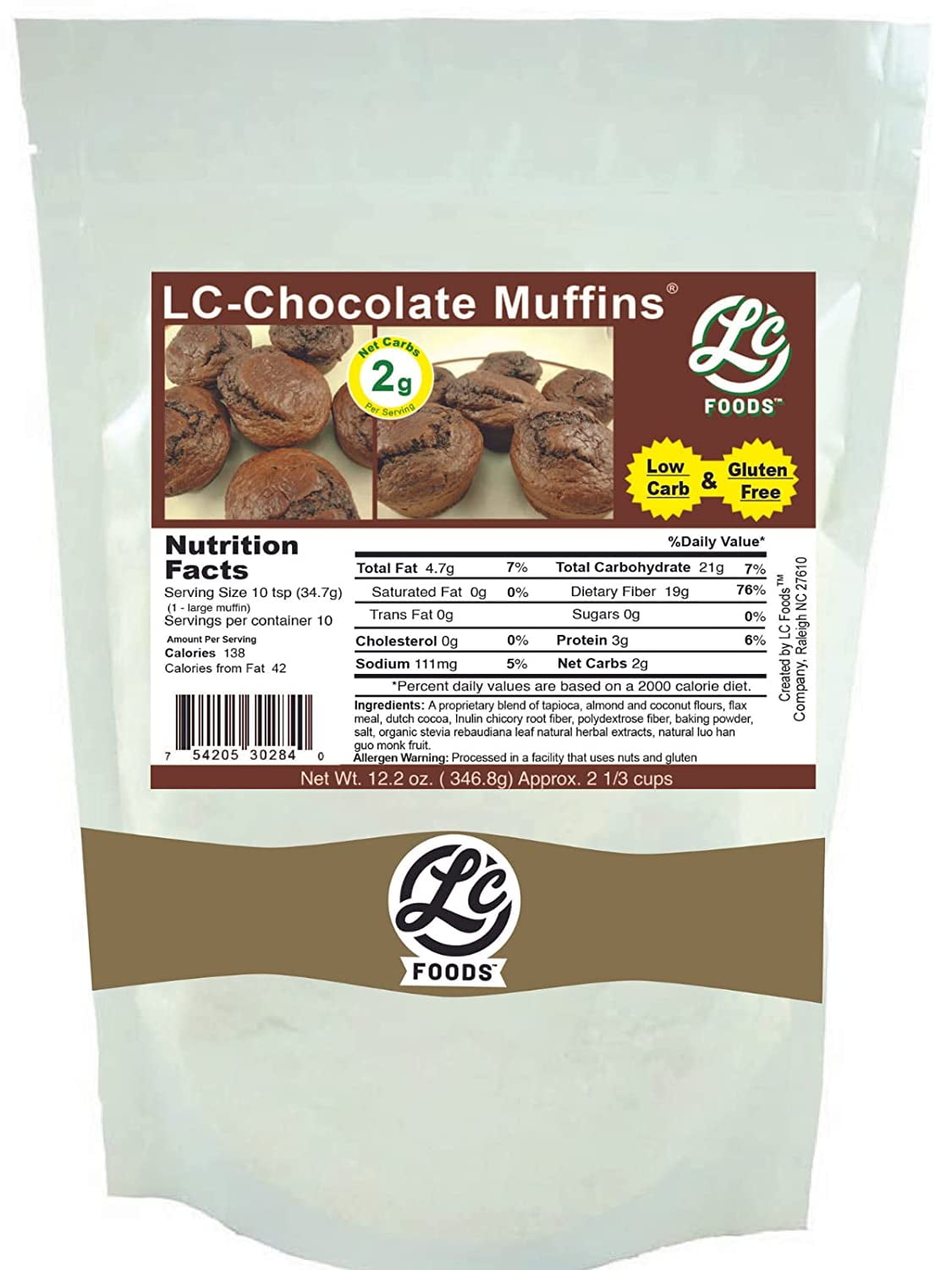 Low Carb Gluten Free Chocolate Muffin Mix | Sugar-Free | No Artificial Flavors | Muffins for Kids & Adults (12.2oz)