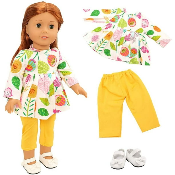 BARWA American Doll Girl Doll Ropa y accesorios 5 conjuntos de ropa Vestidos con 2 pares de zapatos para munecas de 18 pulgadas Walmart en linea