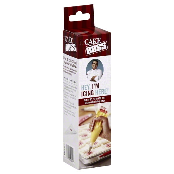 Cake Boss Decorating Tools 12" Disposable Plastic Icing Bags, 50 Count