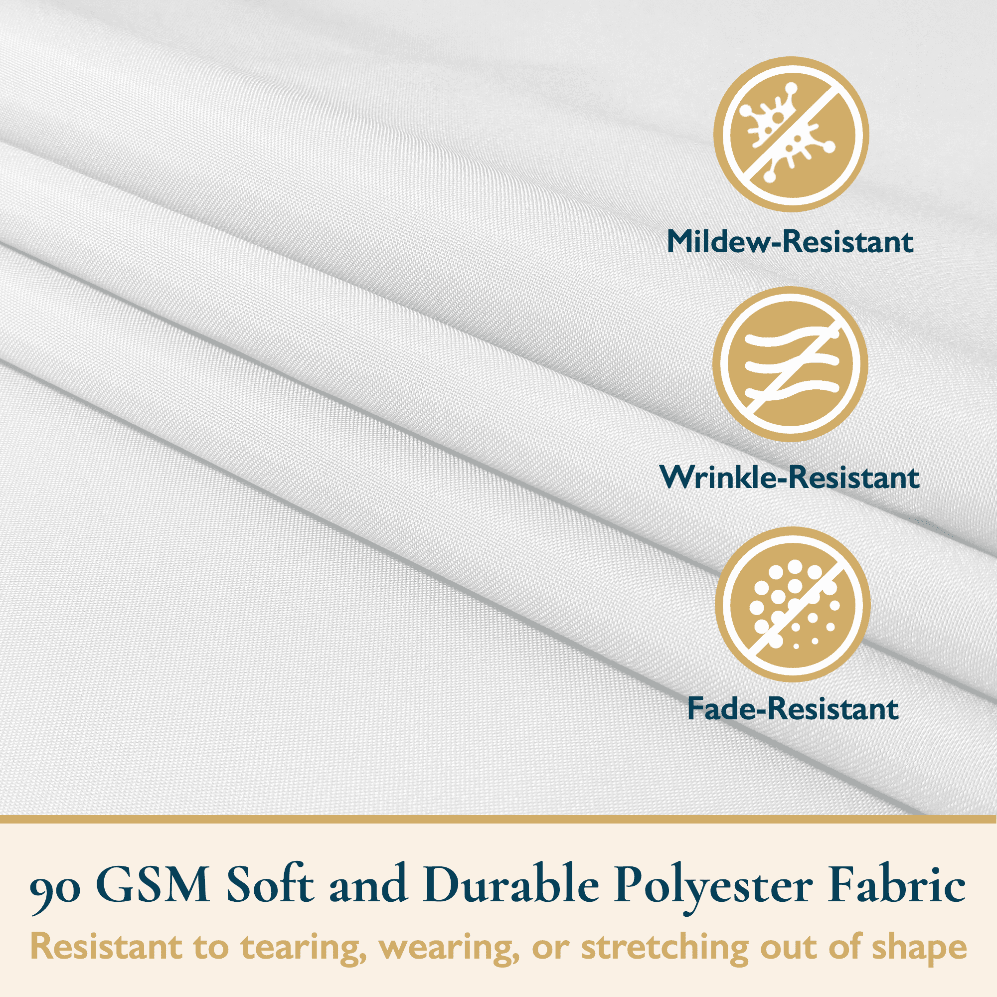 ComfiTime Shower Curtain/Liner with Hooks – 2-in-1 Mold/Mildew-Resistant, Weighted-Hem Fabric Bathroom Curtain, Water-Repellent TPU Coating, Machine-Washable, Fade-Resistant, White, 72*72