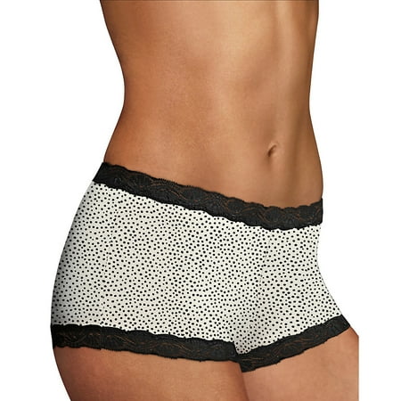 Black Lace Boyshorts - Womens Microfiber with Lace Boyshort Panty