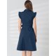 thumbnail image 5 of Vestido Camisero a Media Pierna Allegra K de Algodón Con Cinturón Y Manga Con Volantes Azul marino L, 5 of 6