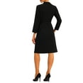 thumbnail image 3 of INSPIRE CHIC Wear to Work for Women 2023 Elegant V Neck Collar Belted Pleated Button Blazer Midi Dresss Black XS, 3 of 5
